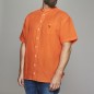 Koszula lniana ze stójką Replika Jeans pomarańczowa 4XL