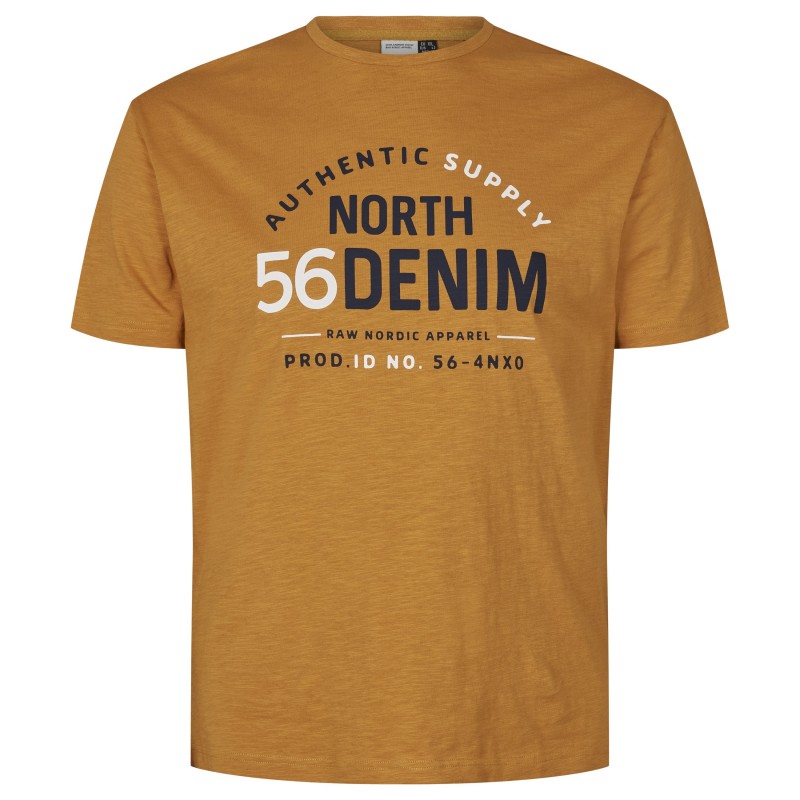 T-shirt musztardowy NORTH 56 DENIM z nadrukiem