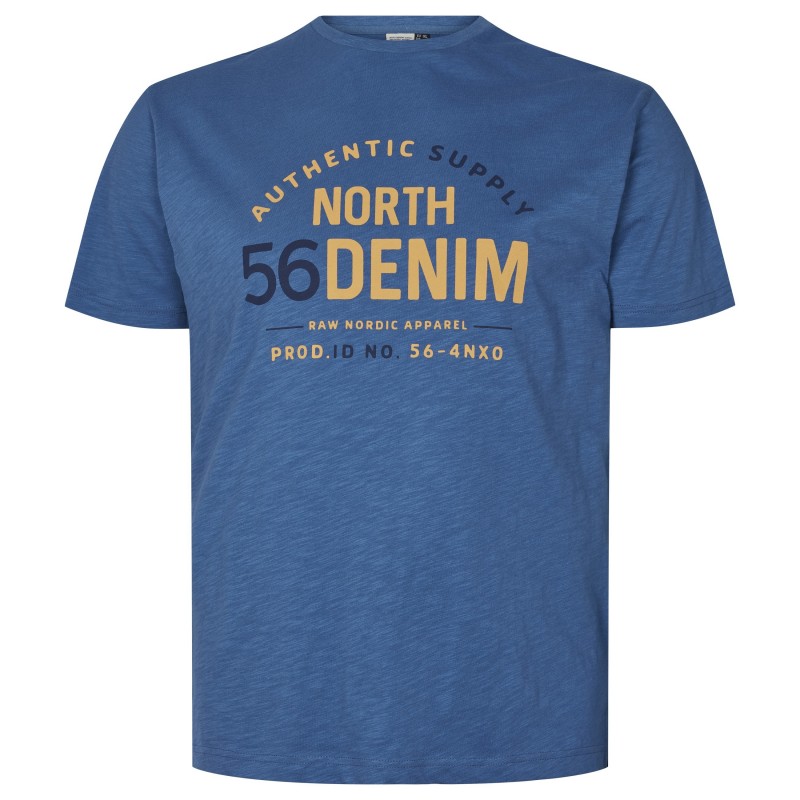 T-shirt niebieski NORTH 56 DENIM z nadrukiem
