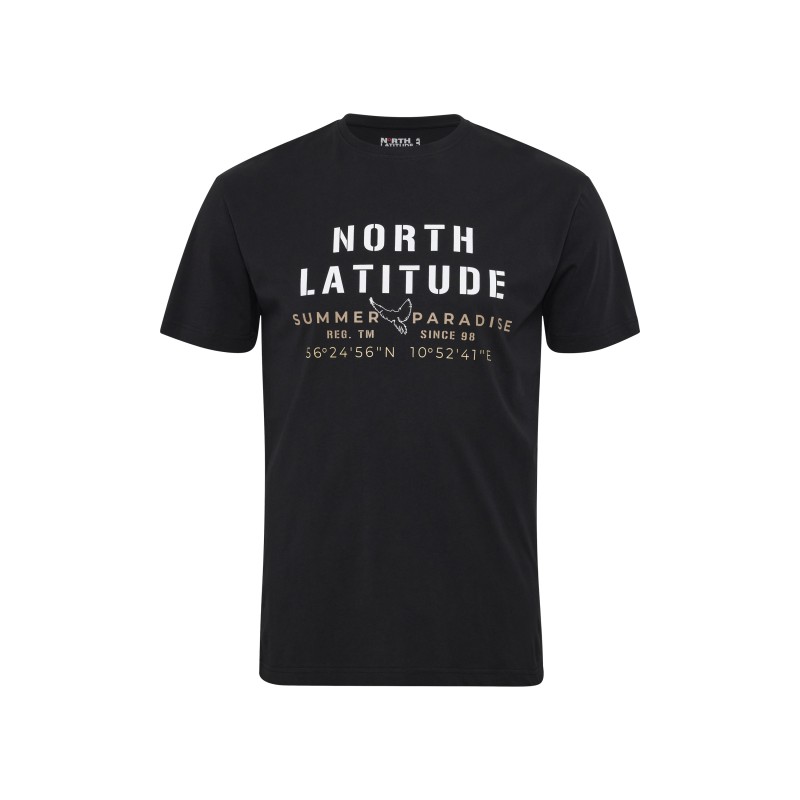 T-shirt z nadrukiem NORTH LATITUDE czarny T-shirt z nadrukiem NORTH LATITUDE czarny