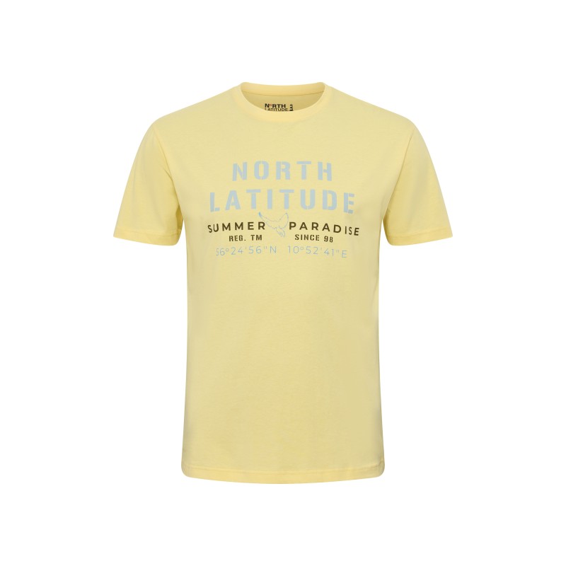 T-shirt z nadrukiem NORTH LATITUDE żółty T-shirt z nadrukiem NORTH LATITUDE żółty