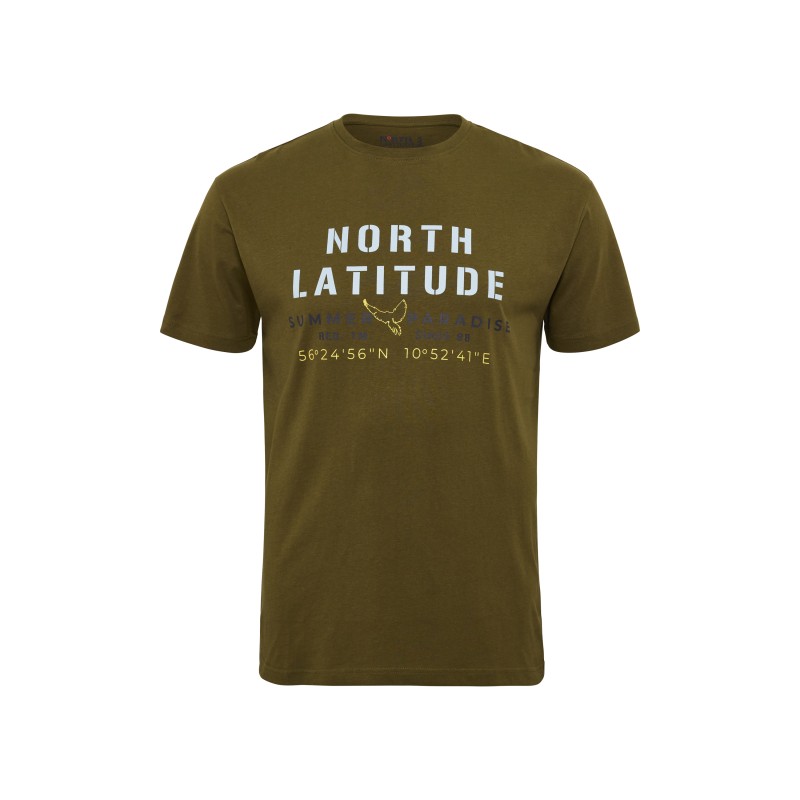 T-shirt z nadrukiem NORTH LATITUDE oliwkowy T-shirt z nadrukiem NORTH LATITUDE oliwkowy