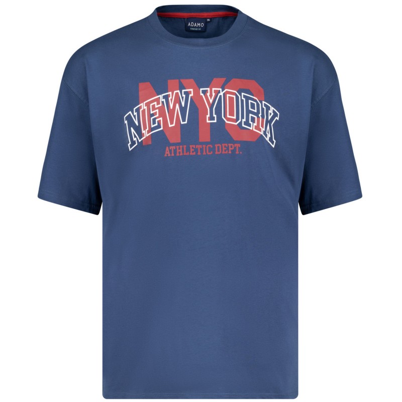 T-shirt niebieski z nadrukiem ADAMO NEW YORK