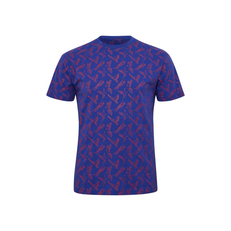 T-shirt we wzorek NORTH LATITUDE niebieski T-shirt we wzorek NORTH LATITUDE niebieski