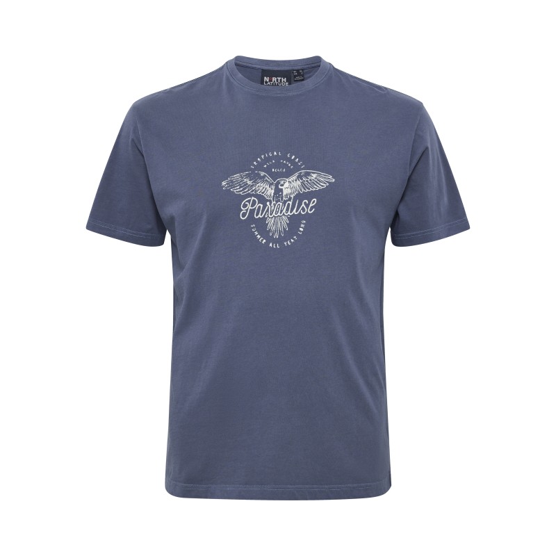 T-shirt z nadrukiem NORTH LATITUDE niebieski