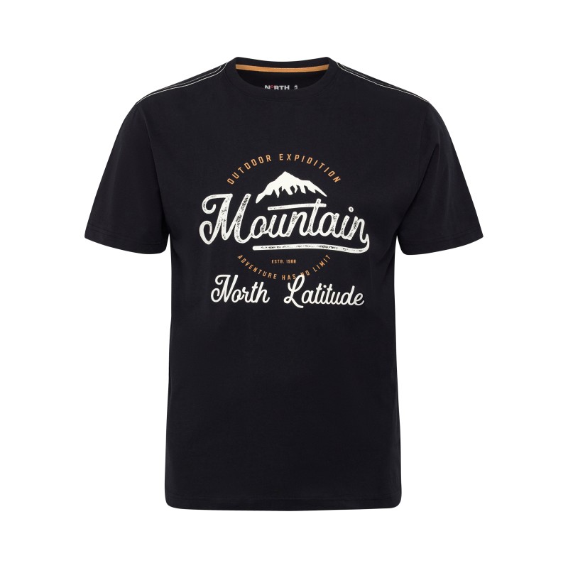 T-shirt z nadrukiem NORTH LATITUDE czarny T-shirt z nadrukiem NORTH LATITUDE czarny