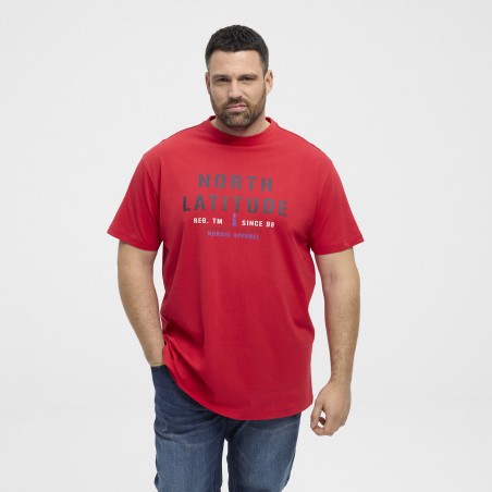 T-shirt z nadrukiem NORTH LATITUDE czerwony