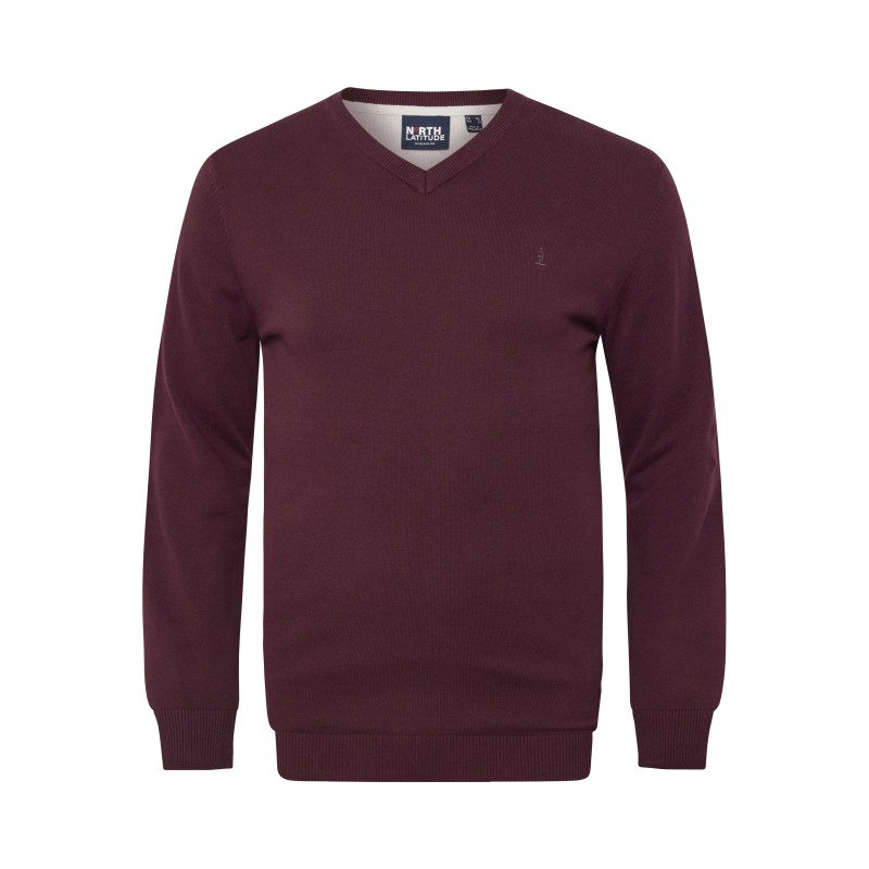 Sweter w serek North Latitude bordowy Sweter w serek North Latitude bordowy