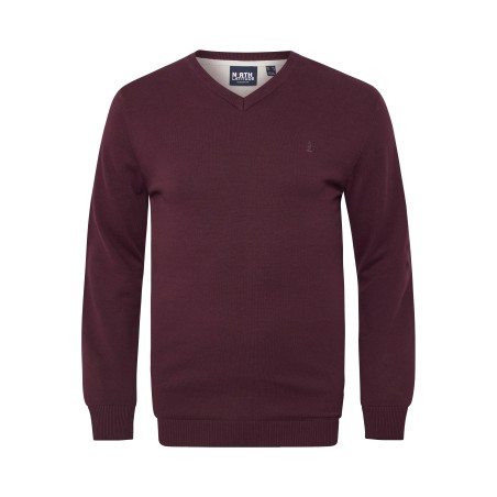 Sweter w serek North Latitude bordowy