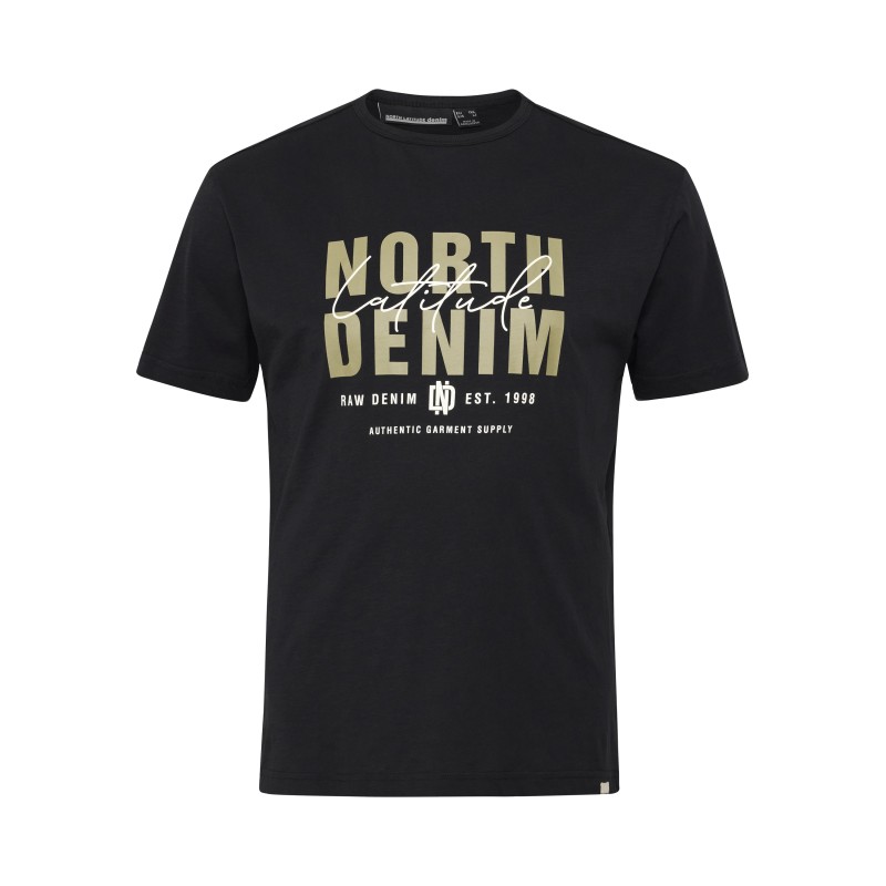 T-shirt z nadrukiem NORTH LATITUDE DENIM czarny