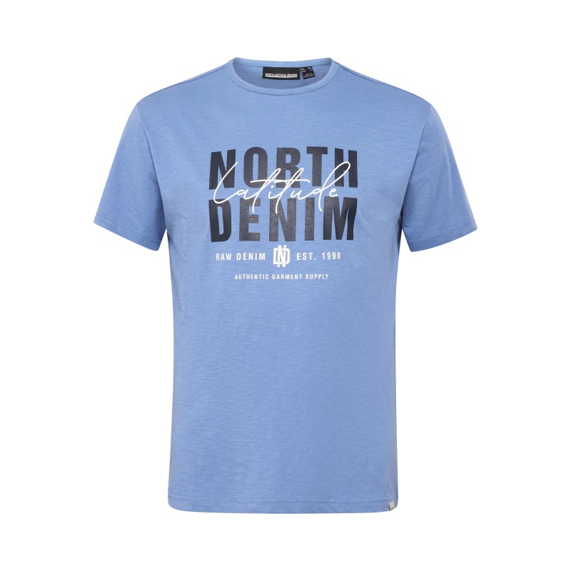 T-shirt z nadrukiem NORTH LATITUDE DENIM niebieski