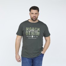 T-shirt z nadrukiem NORTH LATITUDE DENIM oliwkowy