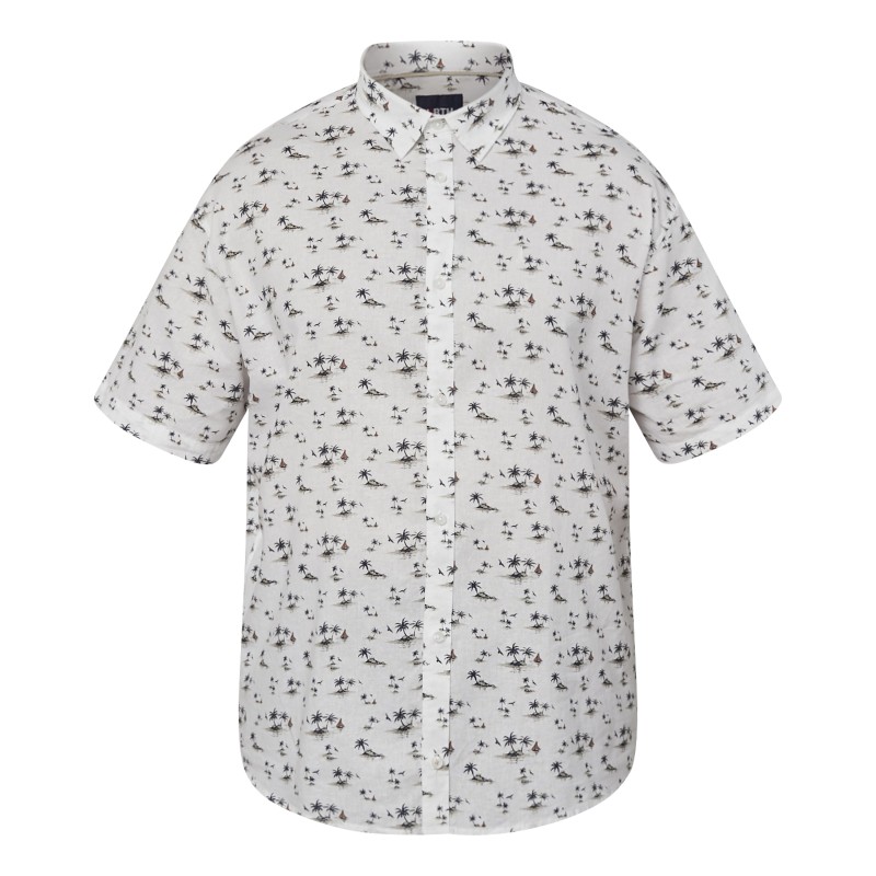 Koszula lniana North Latitude biała we wzorek