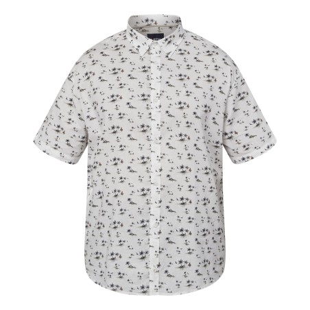 Koszula lniana North Latitude biała we wzorek