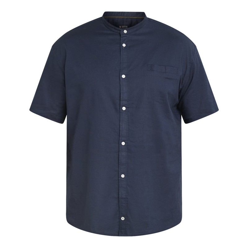 Koszula lniana ze stójką North Latitude granatowa