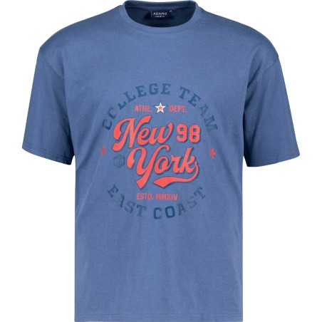 T-shirt ADAMO z nadrukiem NEW YORK niebieski
