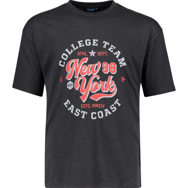 T-shirt ADAMO z nadrukiem NEW YORK grafitowy