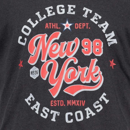 T-shirt ADAMO z nadrukiem NEW YORK grafitowy