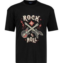 T-shirt ADAMO z nadrukiem Rock & Roll czarny