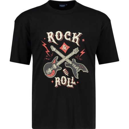 T-shirt ADAMO z nadrukiem Rock & Roll czarny