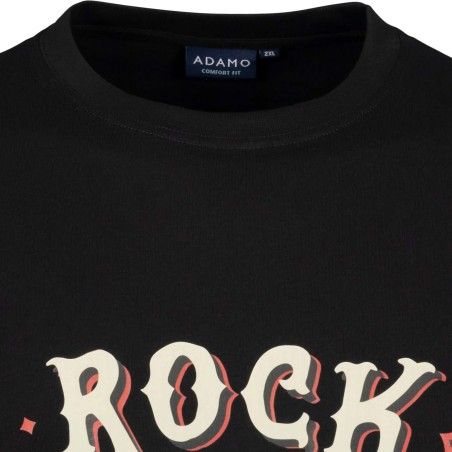 T-shirt ADAMO z nadrukiem Rock & Roll czarny