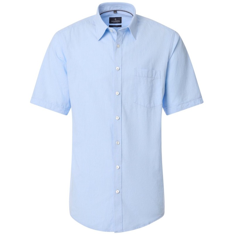 Koszula z krótkim rękawem CASA MODA lniana błękitna