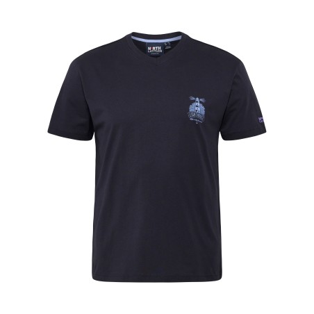T-shirt w serek North Latitude granatowy
