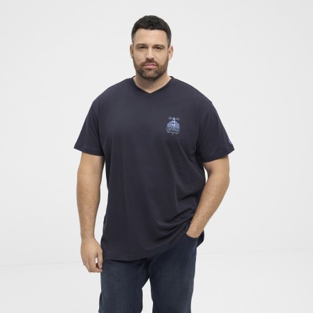 T-shirt w serek North Latitude granatowy
